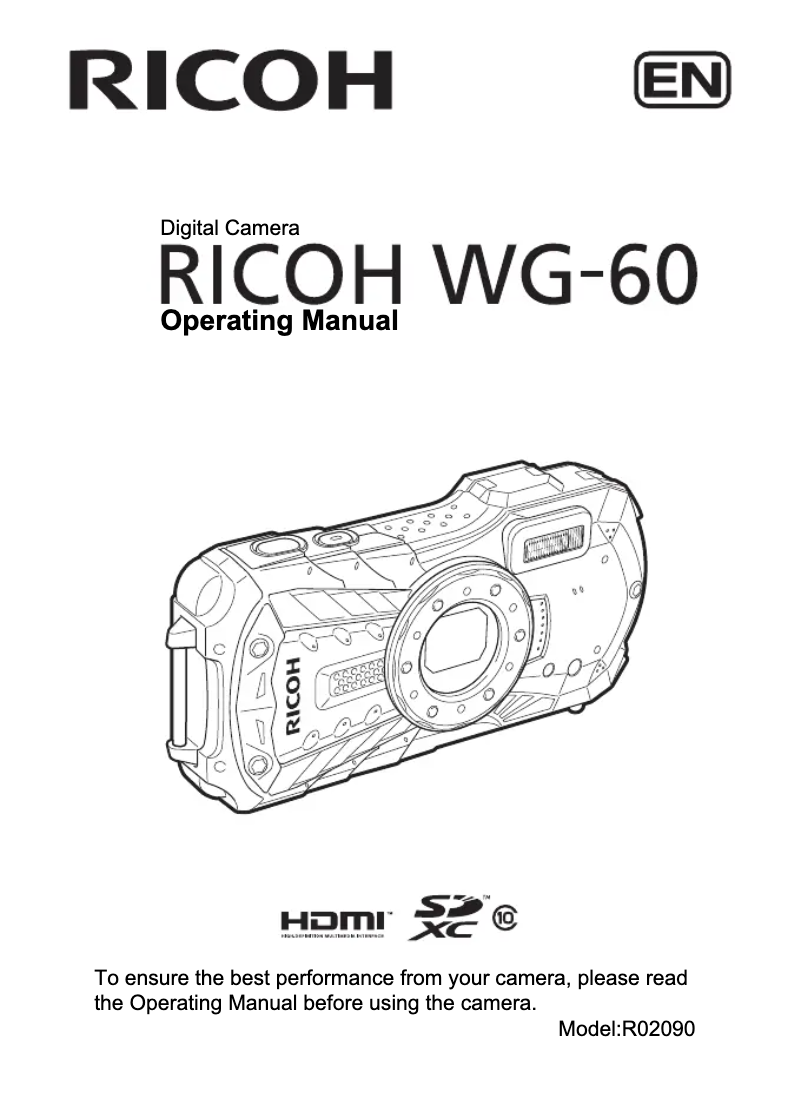 Page 1 of the manual User Manual Ricoh WG-60