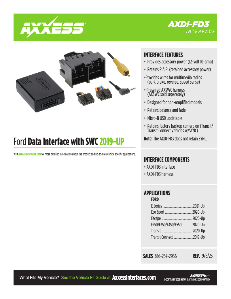 Page 1 of the manual Technical Sheet AXESS AXDI-FD3