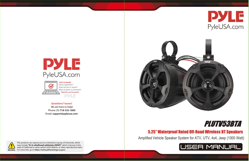 First page image of the manual for PLUTV53BTA