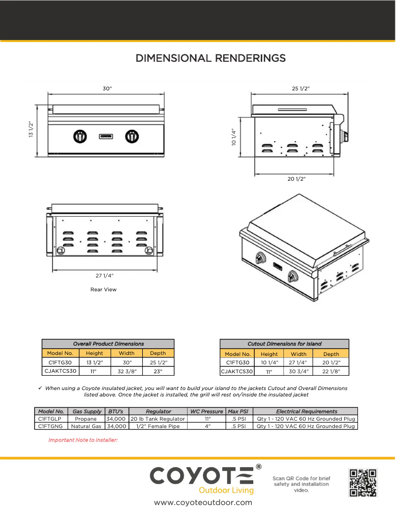 Page 1 of the manual Installation Guide Coyote C1FTG30NG
