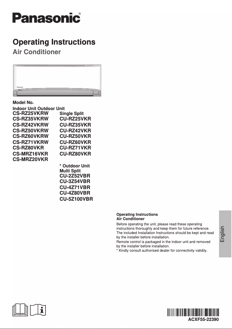 Page 1 of the manual User Manual Panasonic CS-RZ25VKRW