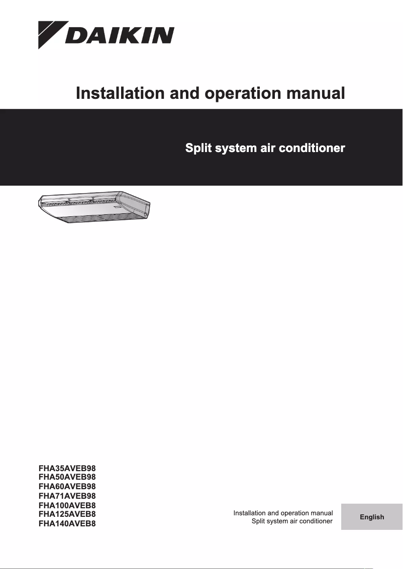 Page 1 of the manual User Manual Daikin FHA100AVEB9