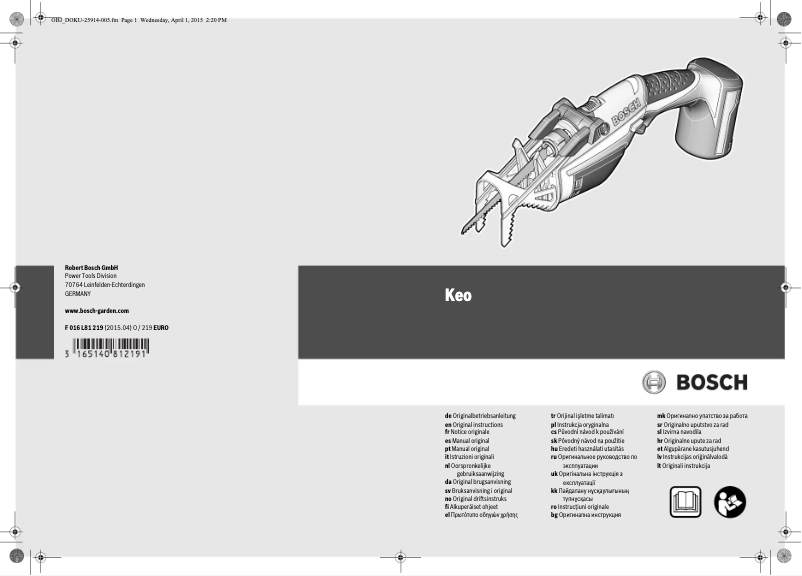 First page image of the manual for Keo