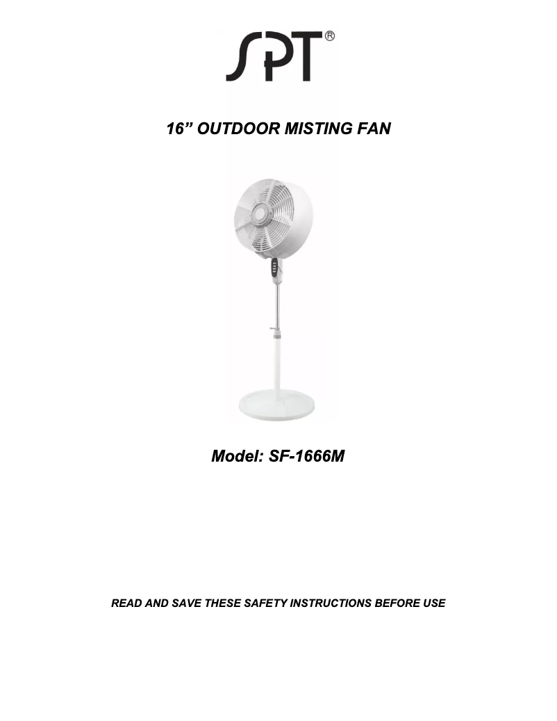 First page image of the manual for SF-1666M