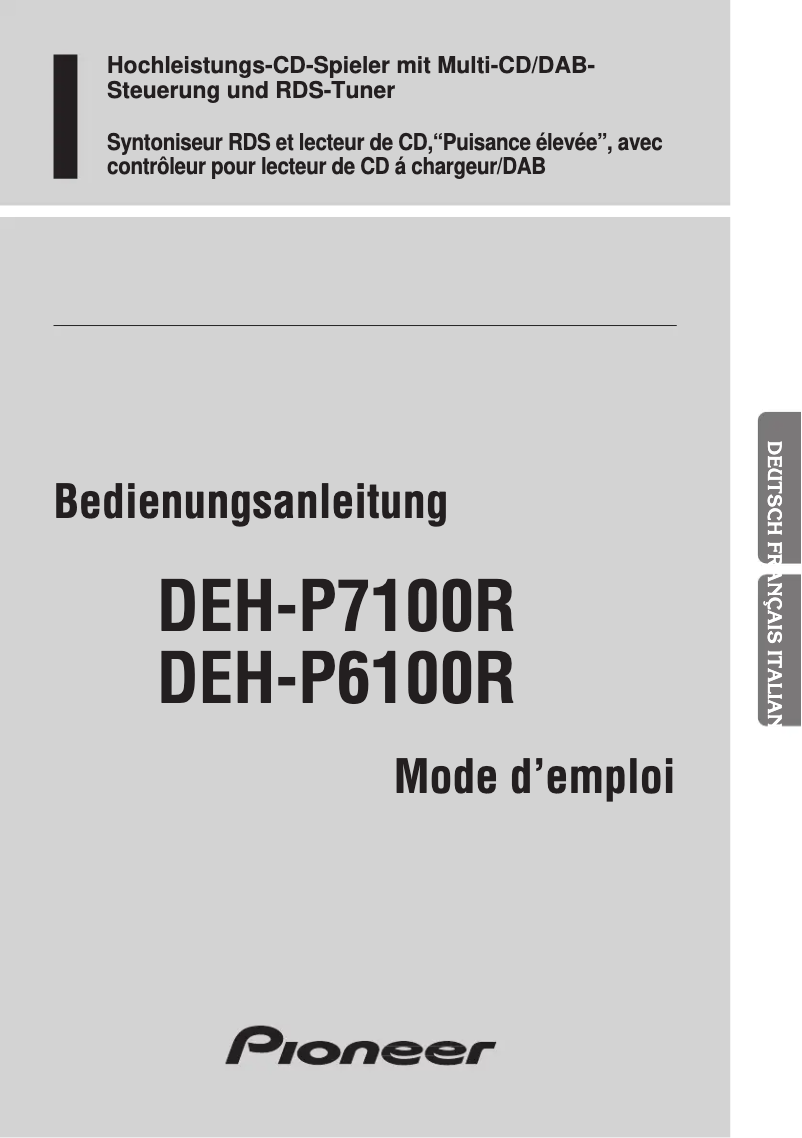 Page 1 of the manual User Manual Pioneer DEH-P6100R