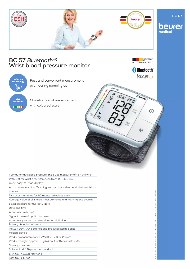 Page 1 of the manual Technical Sheet Beurer BC 57