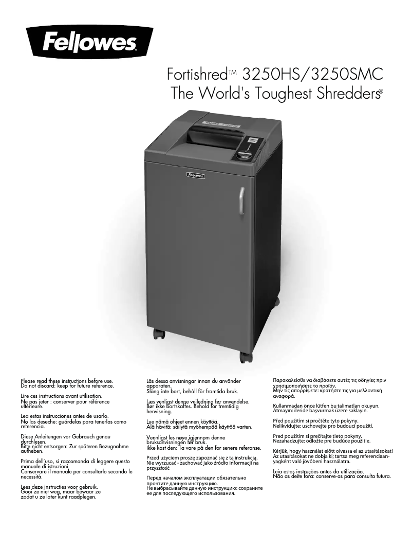 First page image of the manual for Fortishred 3250SMC