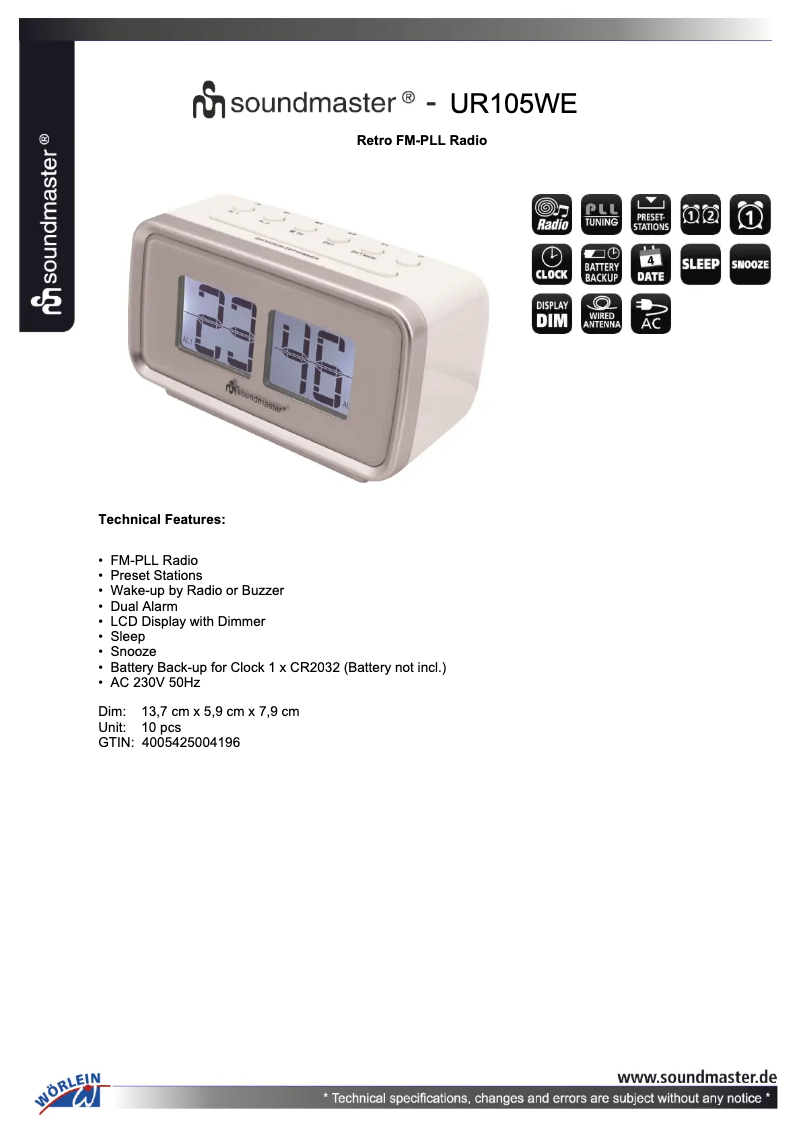 First page image of the manual for UR105WE