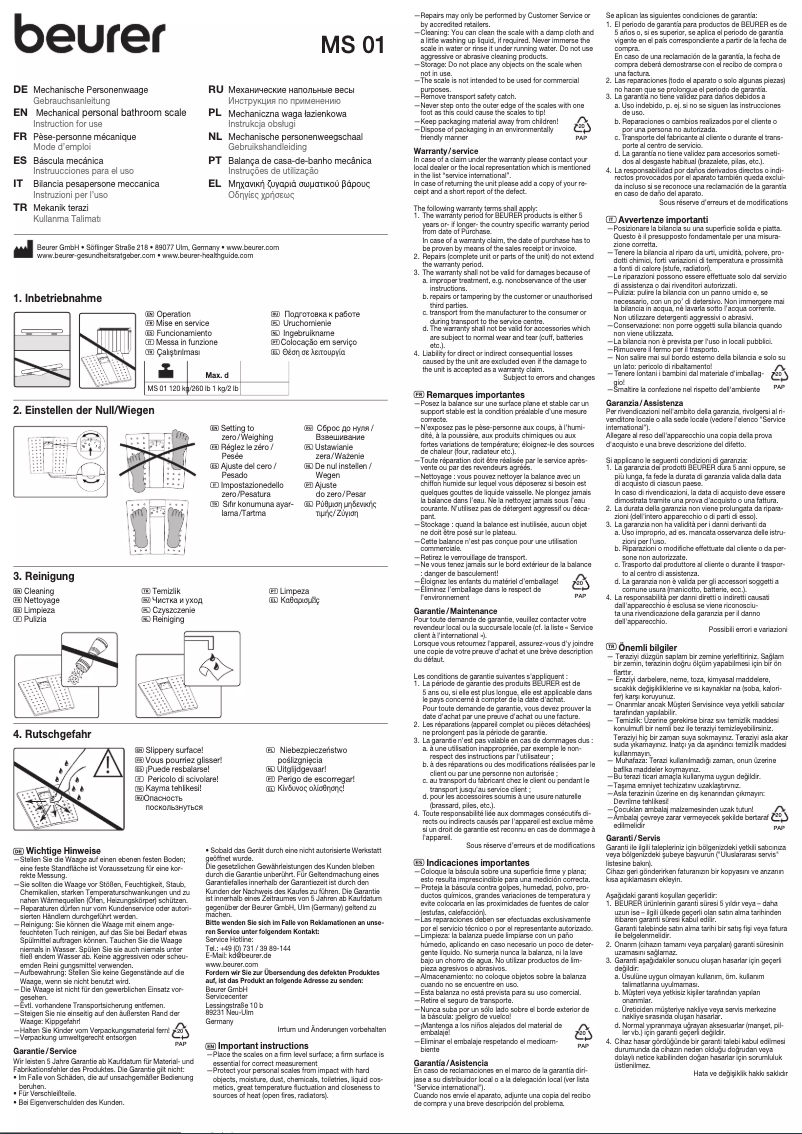 First page image of the manual for MS 01