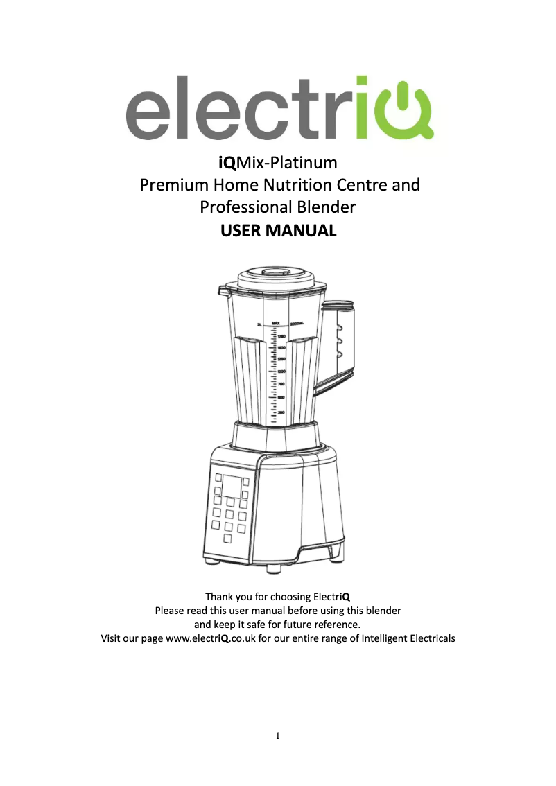 Page 1 of the manual User Manual ElectriQ iQMix-Platinum