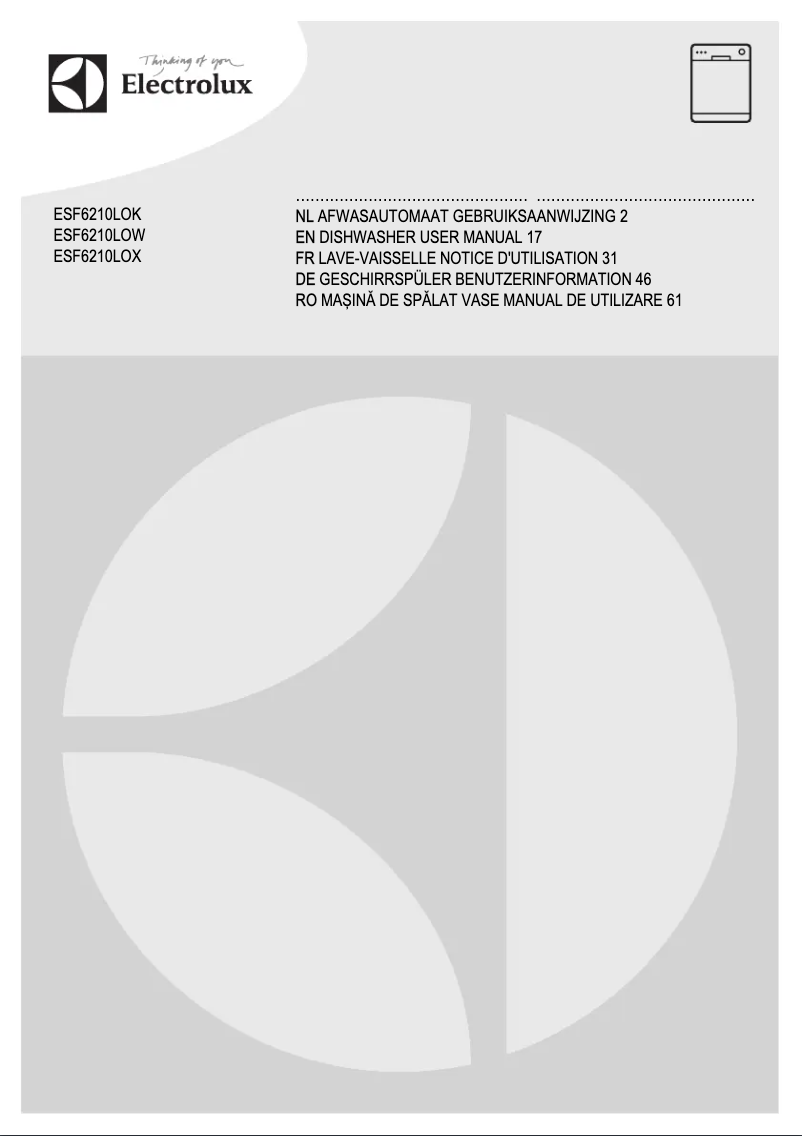 First page image of the manual for ESF6210LOX