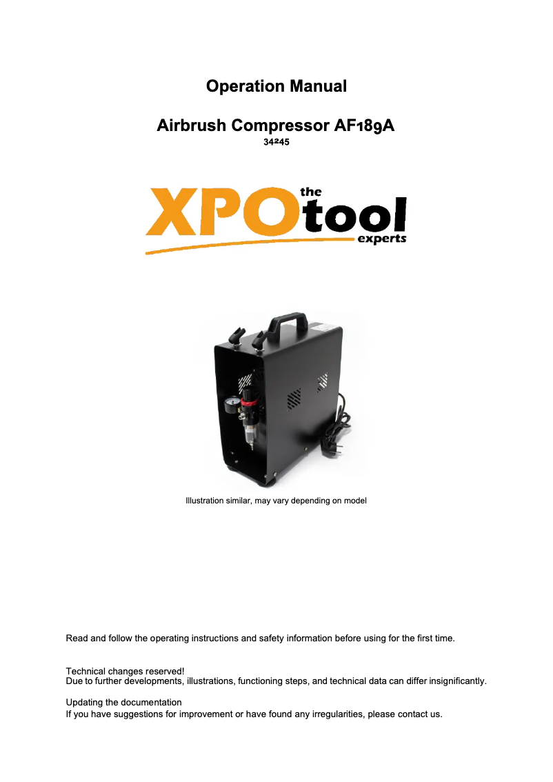 First page image of the manual for AF189A