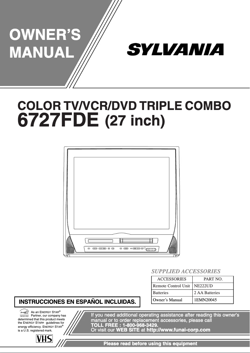 First page image of the manual for 6727FDE