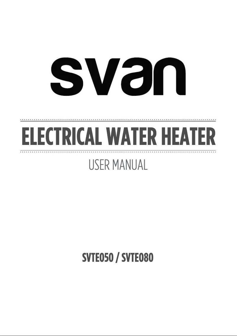 First page image of the manual for SVTE050