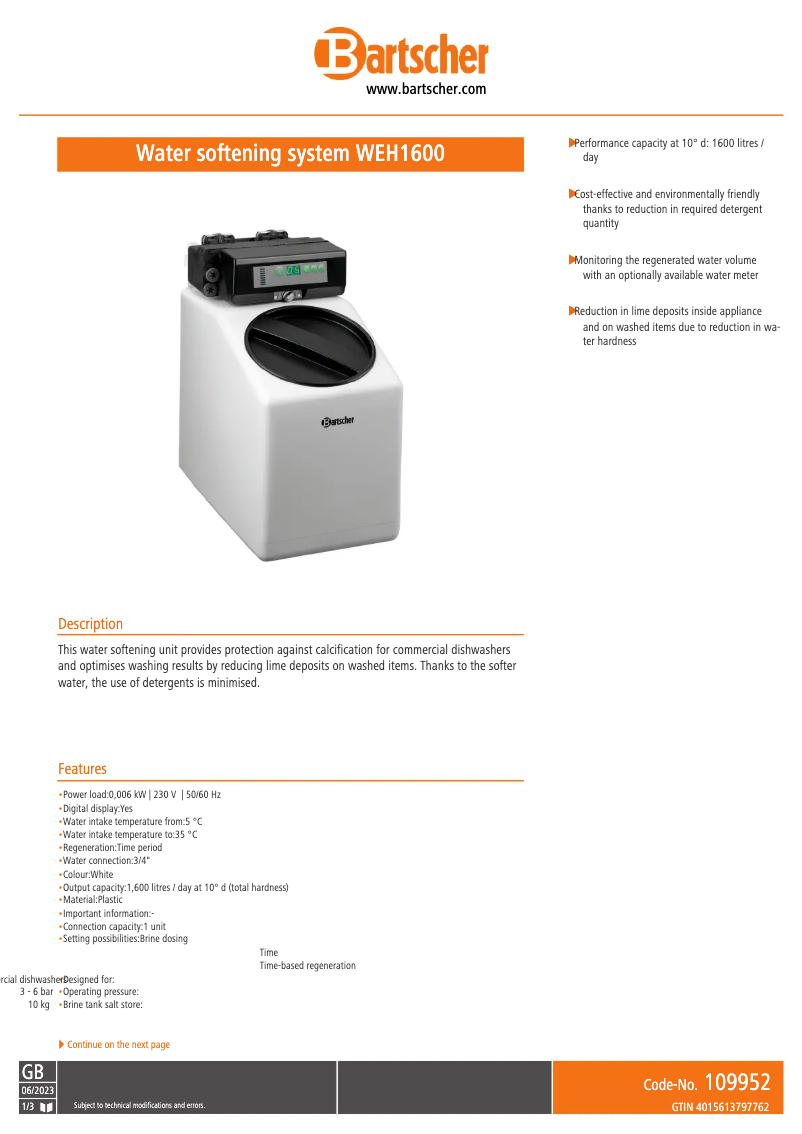 First page image of the manual for WEH1600