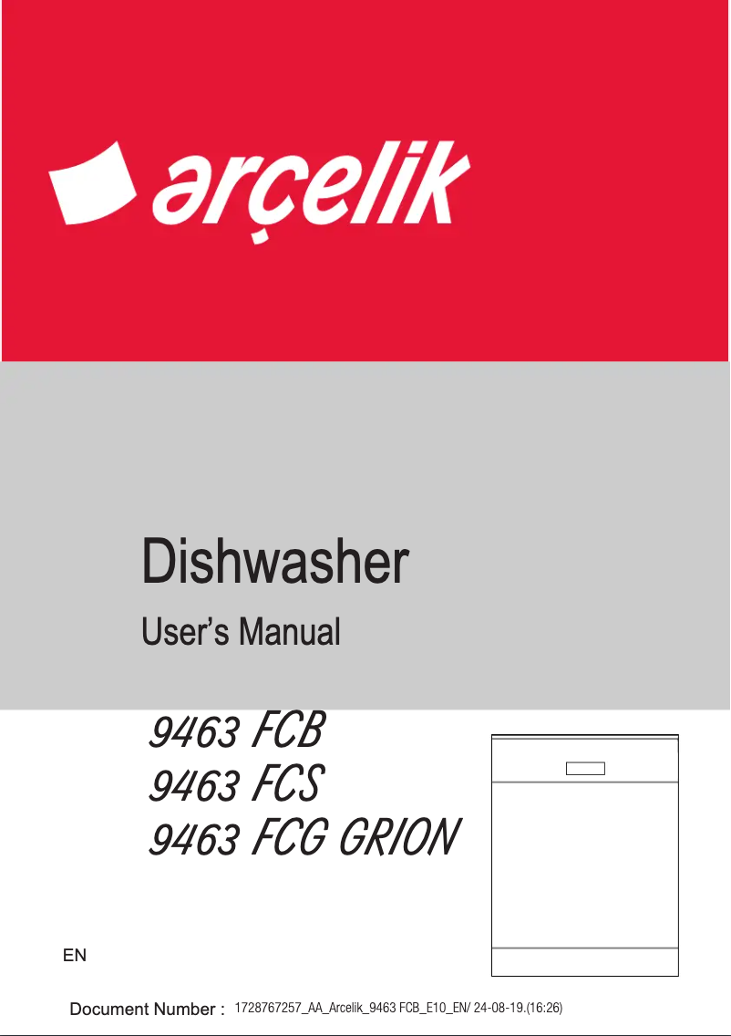 Page 1 of the manual User Manual Arçelik 9463 FCS