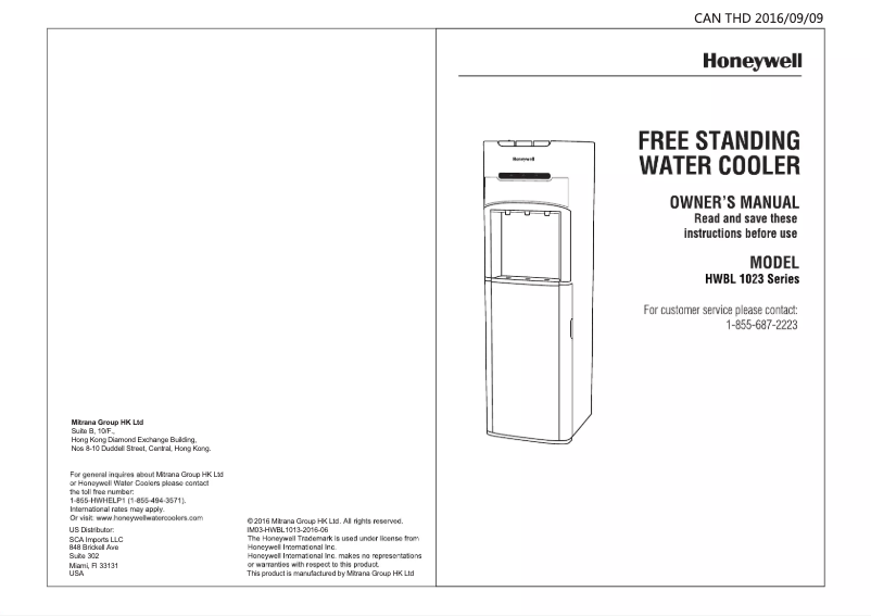 Page 1 of the manual User Manual Honeywell HWBL1023