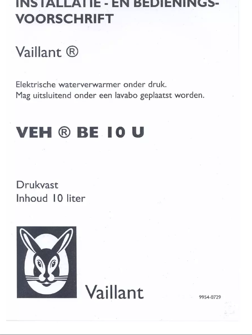 Page 1 of the manual User Manual Vaillant VEH 10