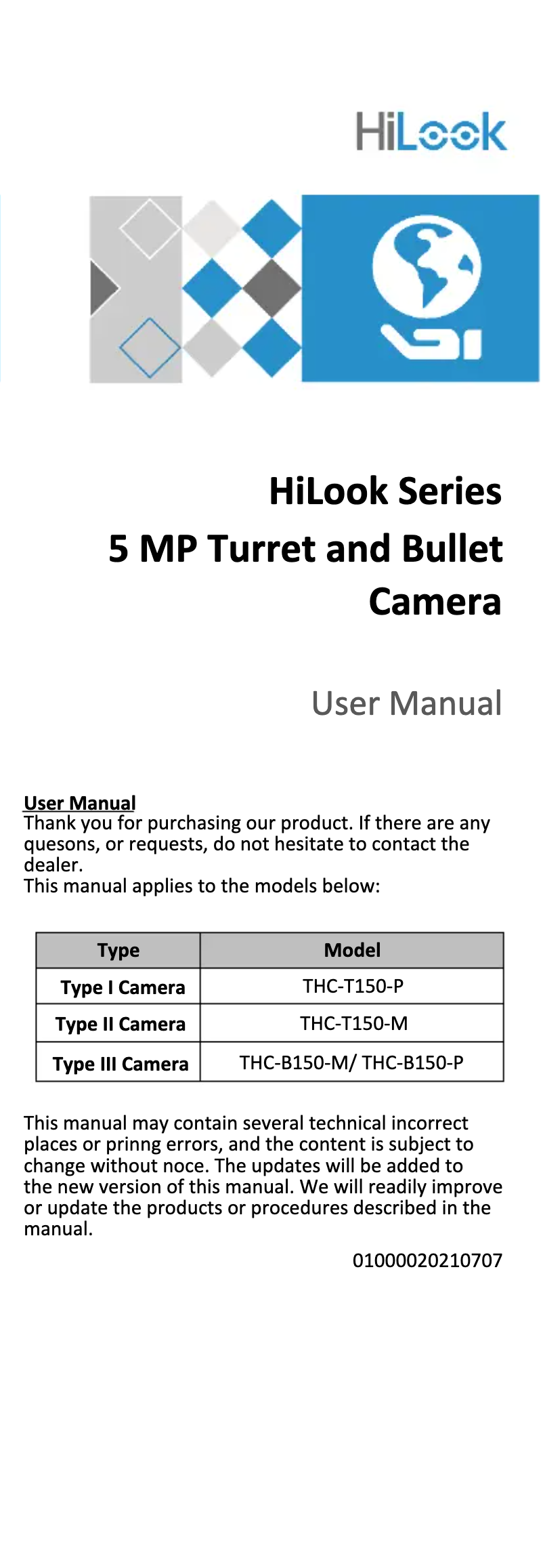 Page 1 of the manual User Manual Hikvision THC-B150-M