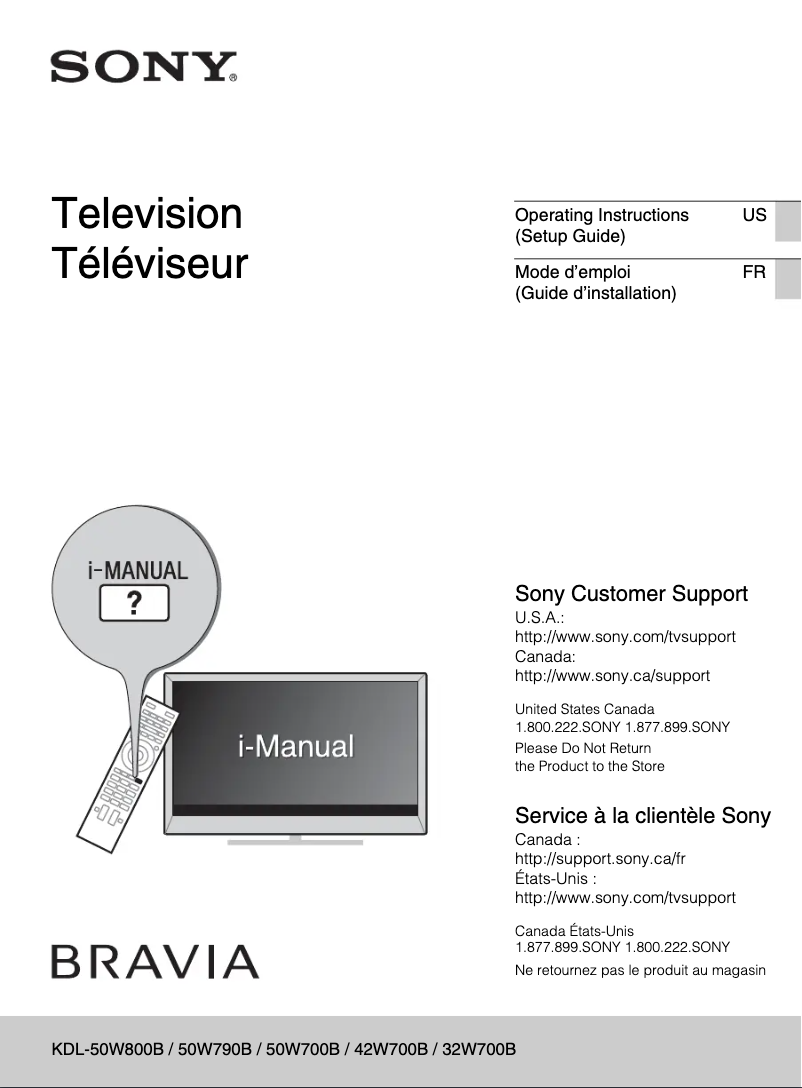 First page image of the manual for Bravia KDL-42W700B