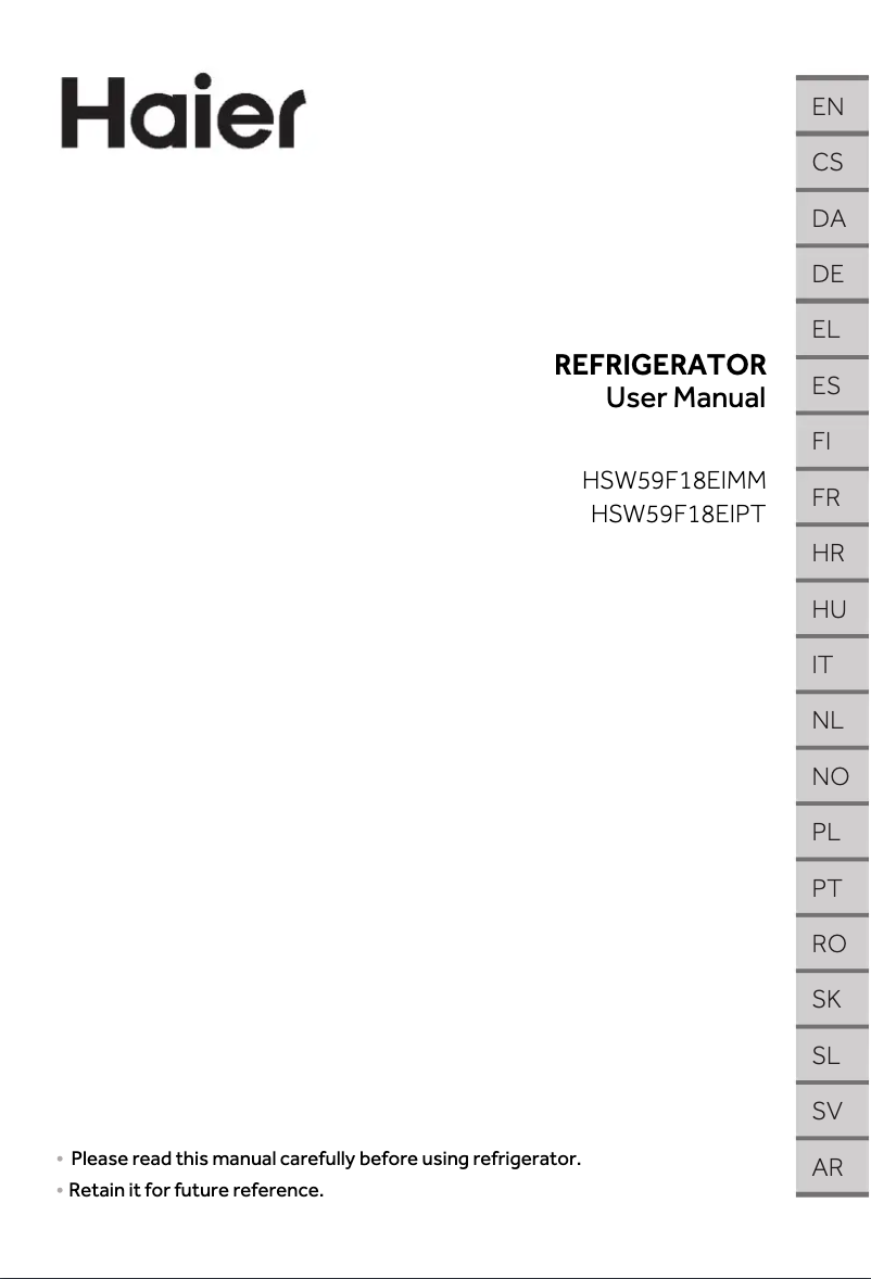 First page image of the manual for HSW59F18EIMM