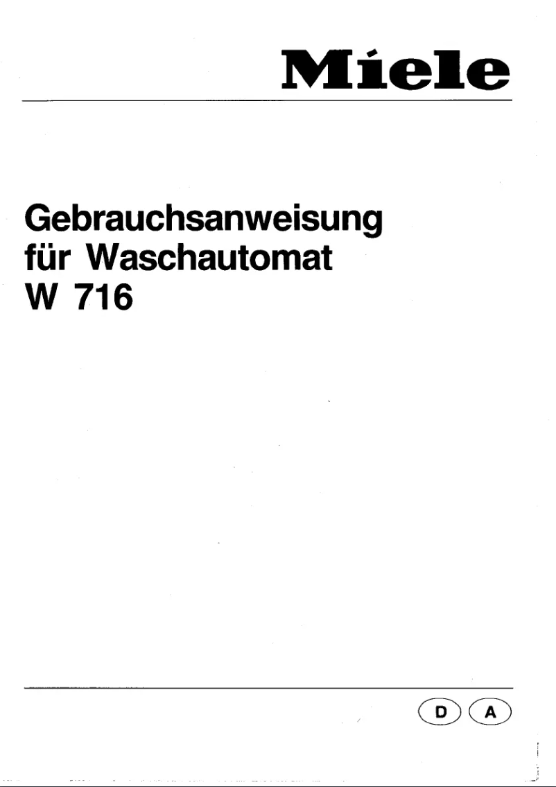 Page 1 of the manual User Manual Miele W 716