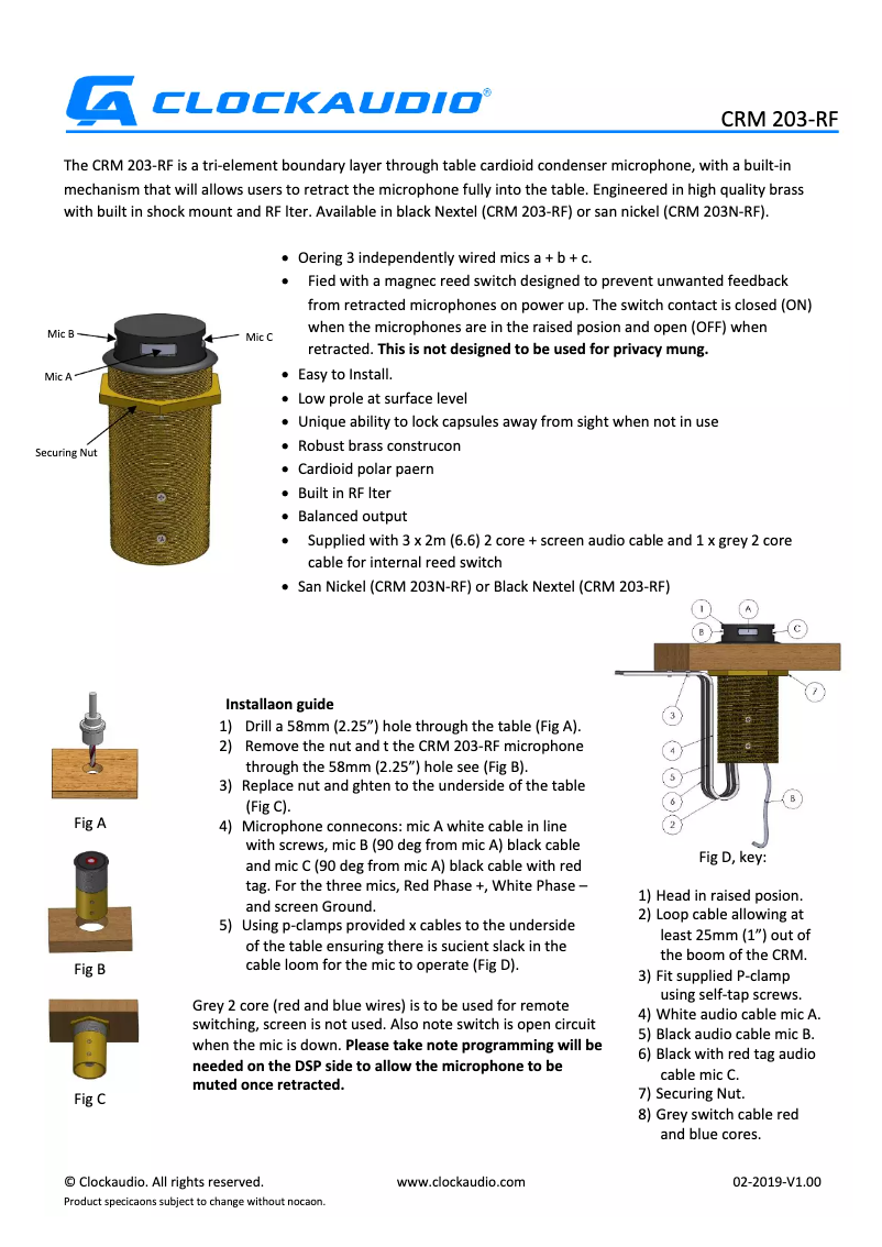 First page image of the manual for CRM 203N-RF