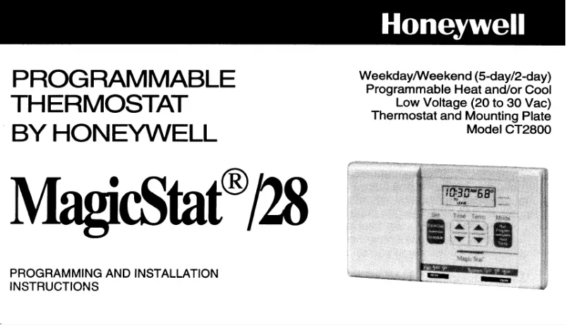 Page 1 of the manual User Manual Honeywell MagicStat 28