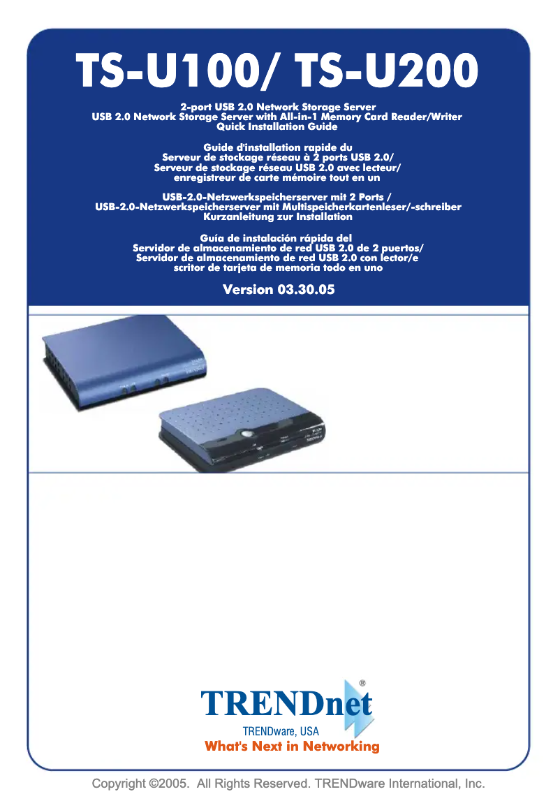 Page 1 de la notice Manuel utilisateur TRENDnet TS-U200