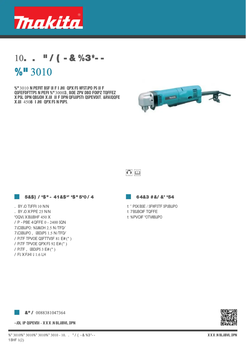 Page 1 of the manual Technical Sheet Makita DA3010