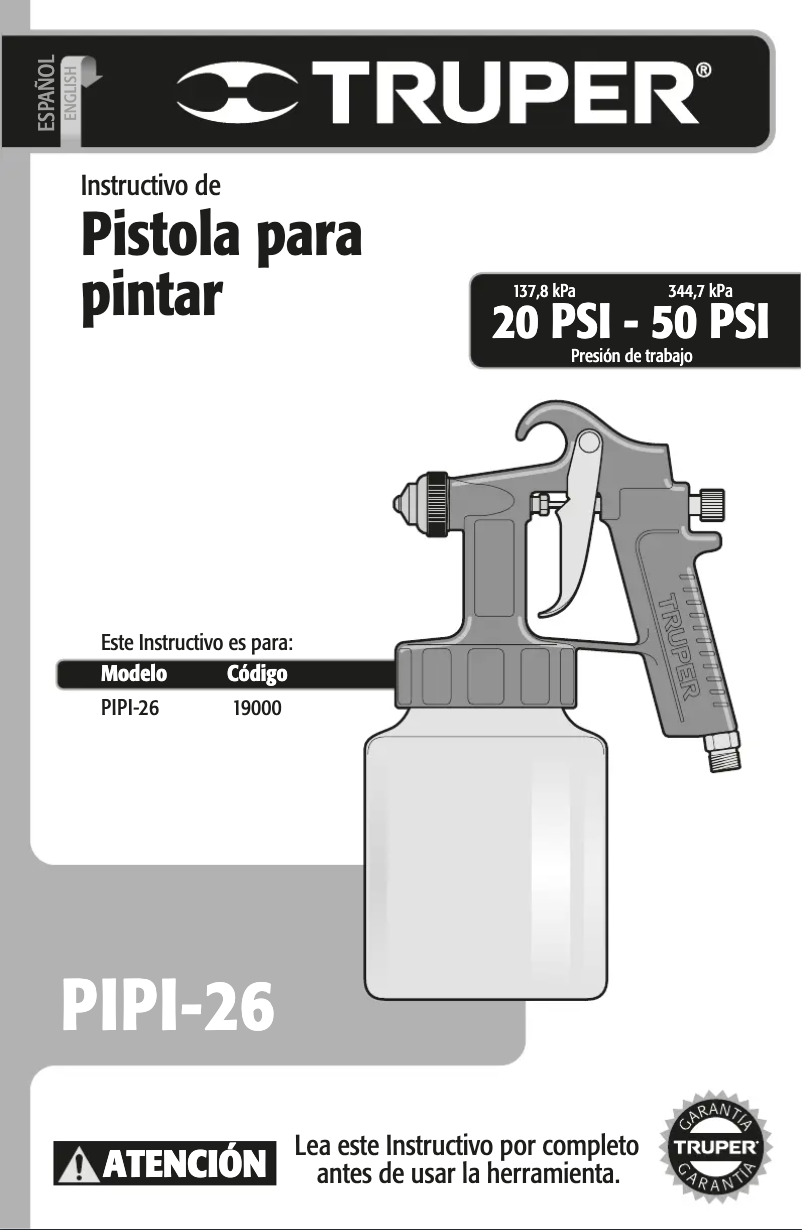 First page image of the manual for PIPI-26