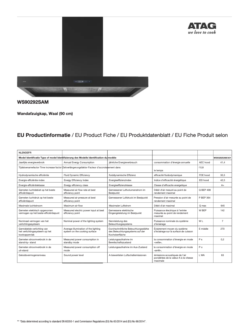 First page image of the manual for WS90292SAM