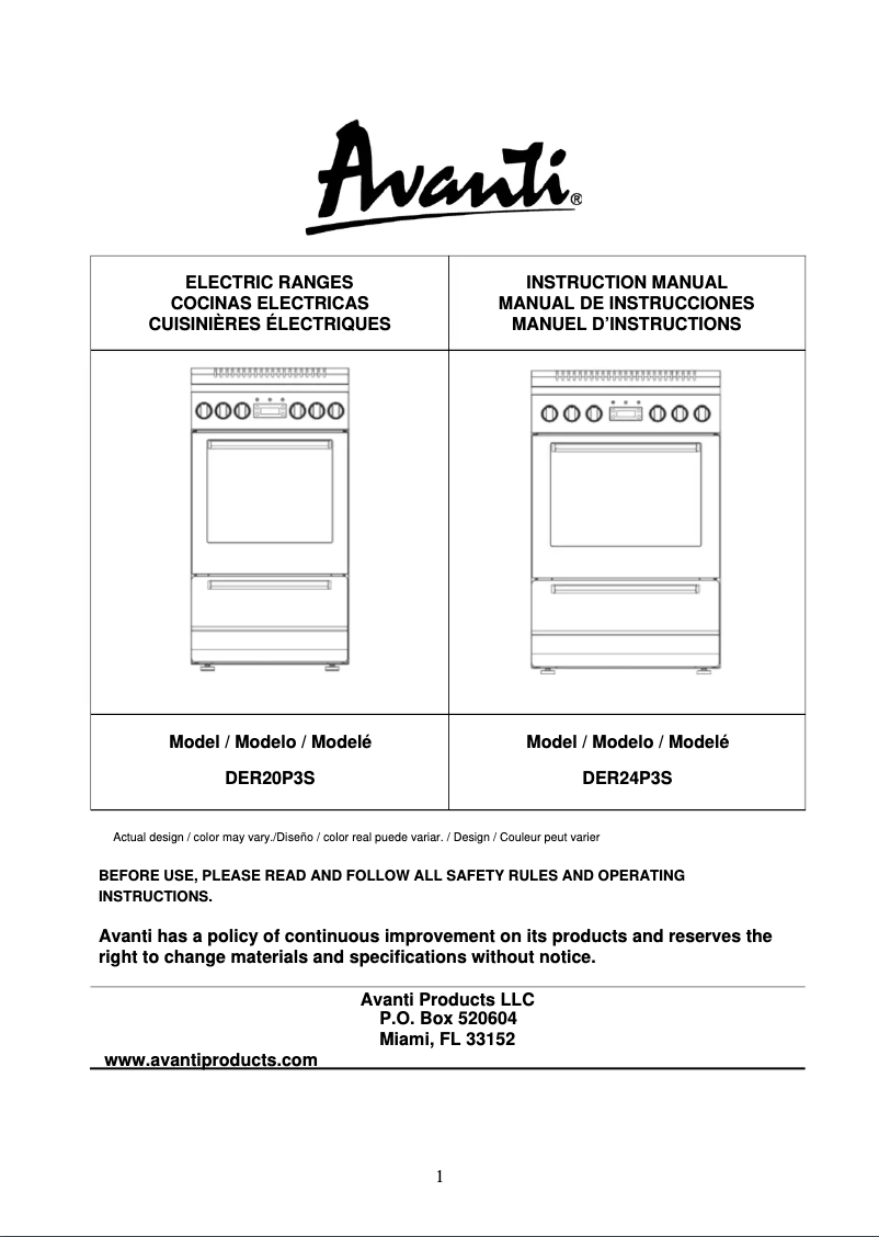 First page image of the manual for DER24P3S