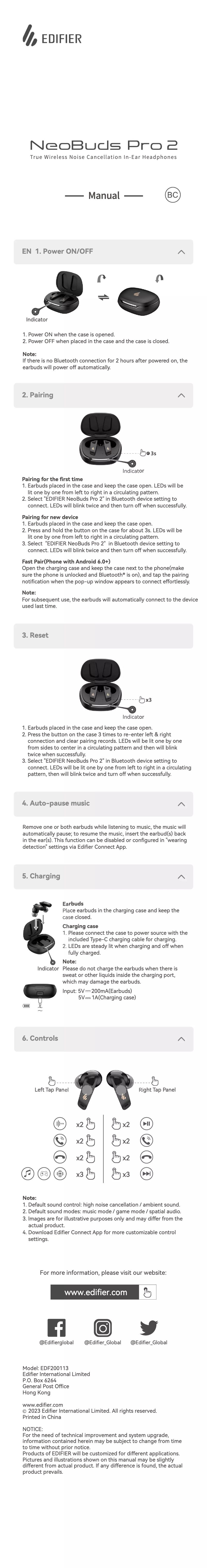 Page 1 of the manual User Manual Edifier NeoBuds Pro 2