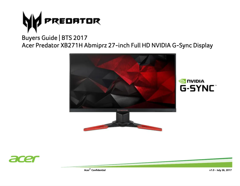 First page image of the manual for XB271H