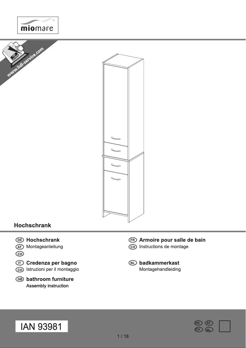 First page image of the manual for IAN 93981