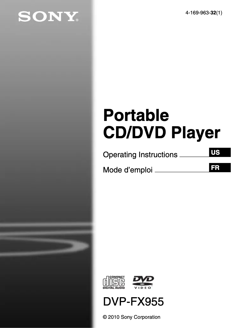 First page image of the manual for DVP-FX955