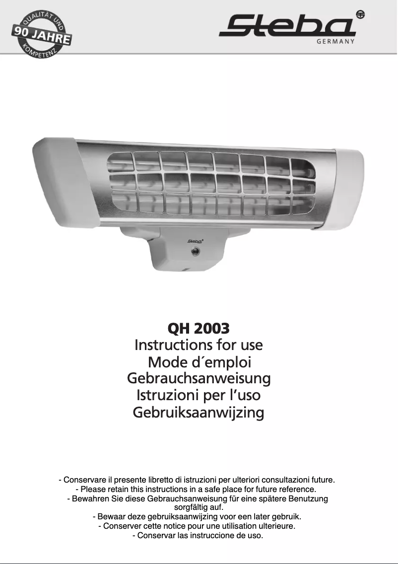 Page 1 of the manual User Manual Steba QH 2003