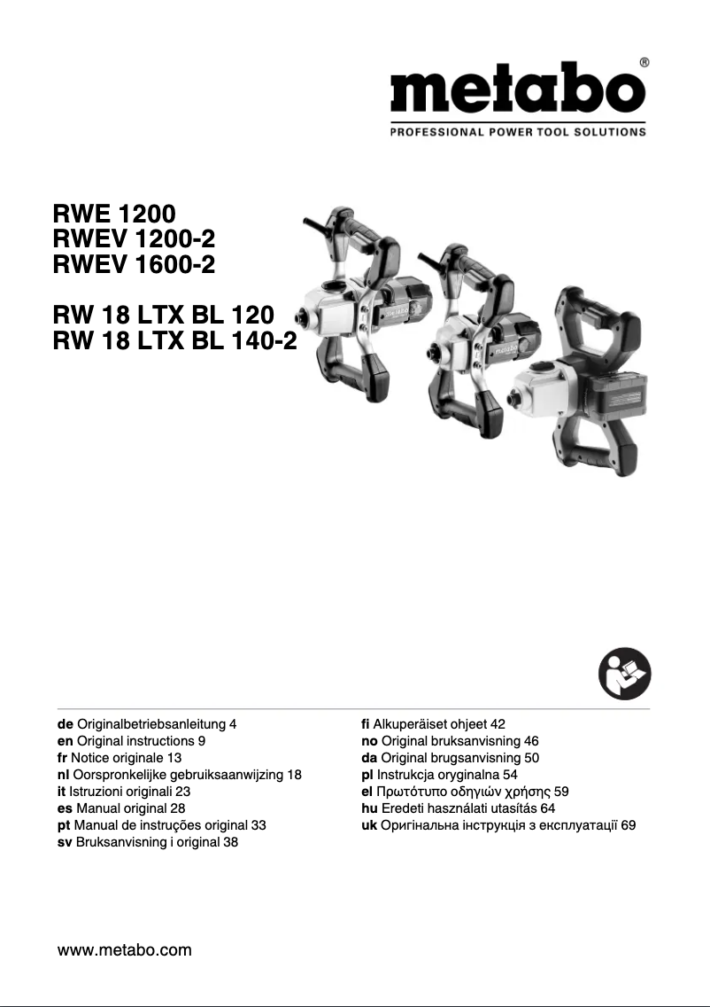 Page 1 of the manual User Manual Metabo RWEV 1200-2