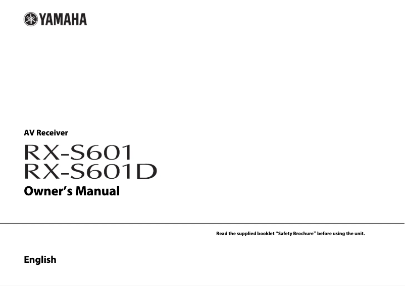First page image of the manual for MusicCast RX-S601D