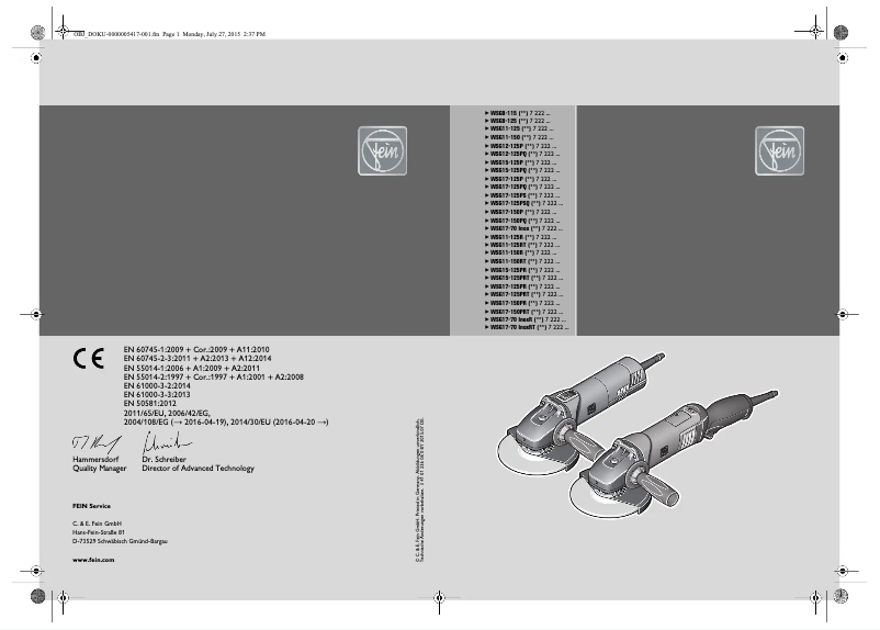 Page 1 of the manual User Manual Fein WSG 17-70