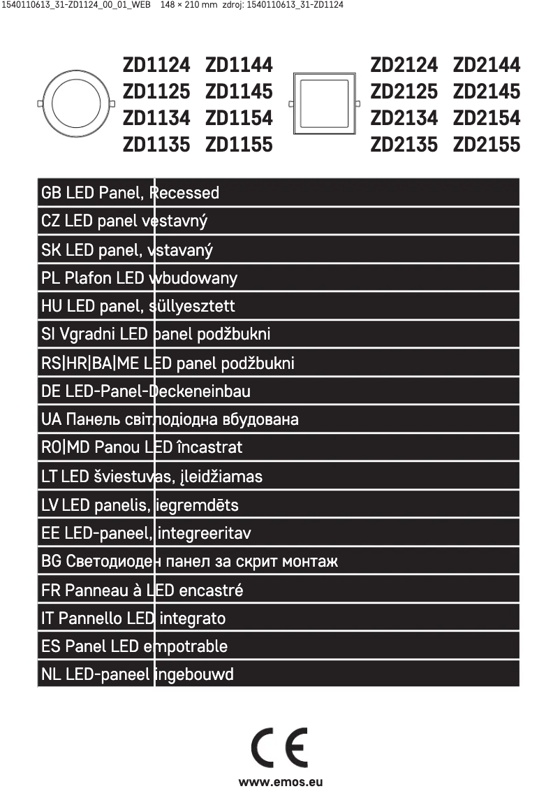 First page image of the manual for ZD1124