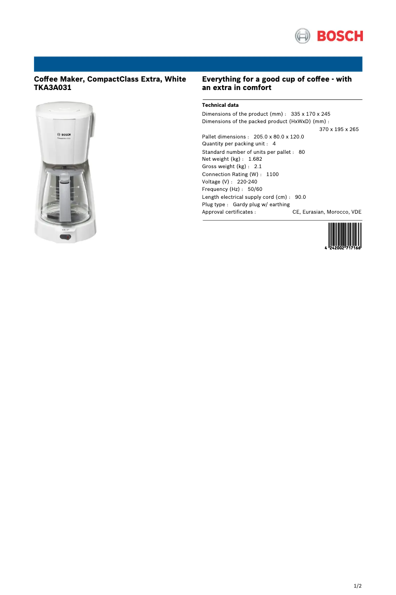 First page image of the manual for TKA3A031