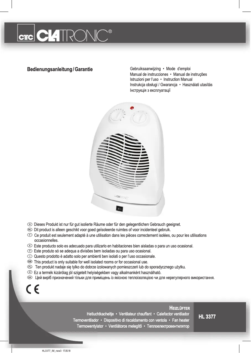 First page image of the manual for HL 3377