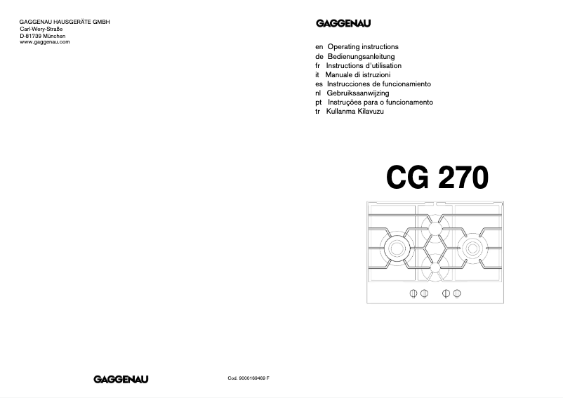First page image of the manual for CG 270 210
