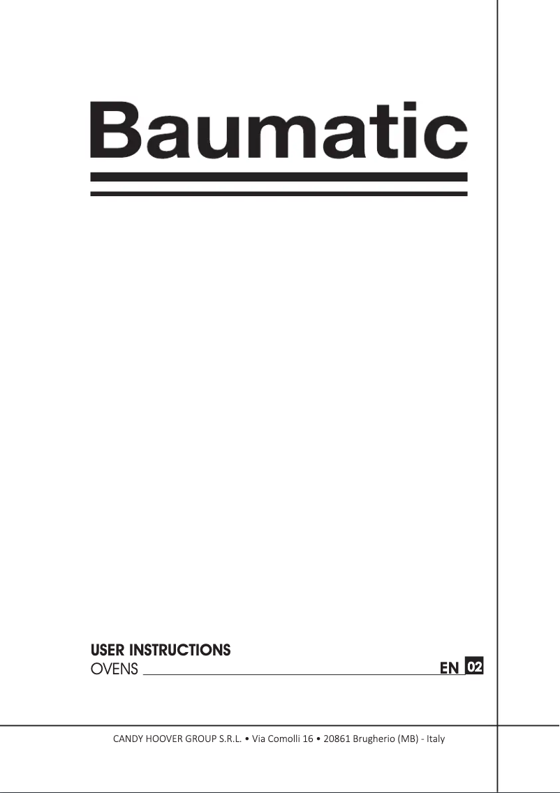 Page 1 of the manual User Manual Baumatic BOMTU608X