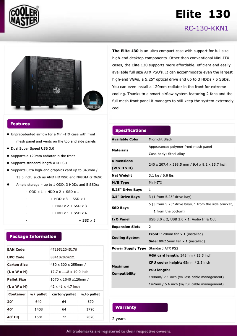 First page image of the manual for Elite 130