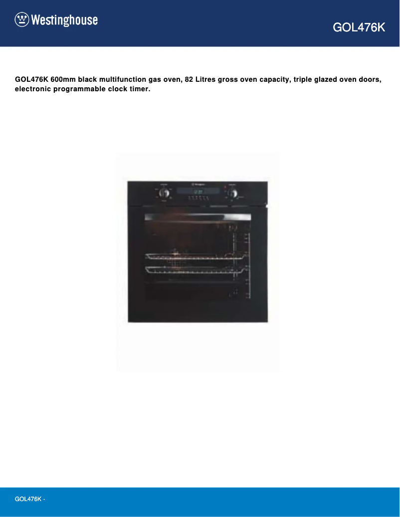 First page image of the manual for GOL476K