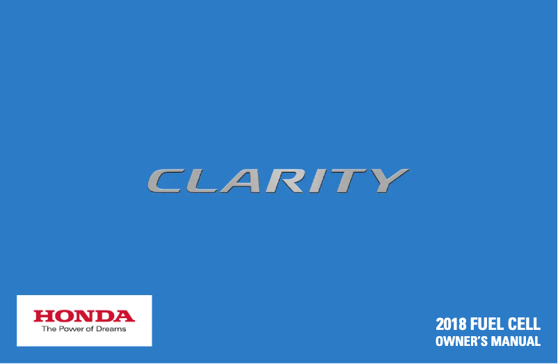 Page 1 of the manual User Manual Honda Clarity Fuel Cell (2018)