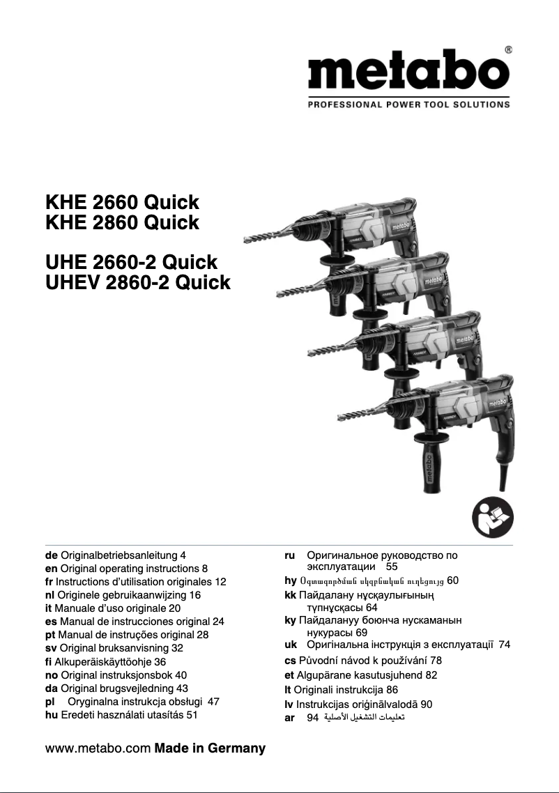 Page 1 of the manual User Manual Metabo KHE 2660 Quick